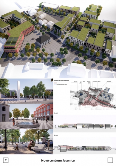 Nové centrum Jesenice - výsledky užší soutěže o návrh - foto: CASUA, spol. s r.o.