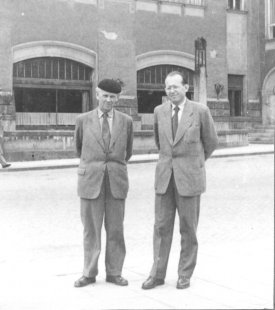 The Brno architect and urban planner Josef Němec has died - Josef Němec with Bohuslav Fuchs in Prostějov, 1950s.