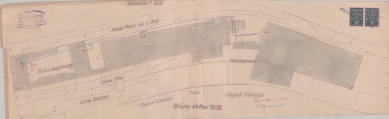Vila Engelsmann v Brně - Situace firemního areálu Brück a Engelsmann na Cejlu 32 v roce 1926. Zdroj Brněnské vodárny a kanalizace, a.s.