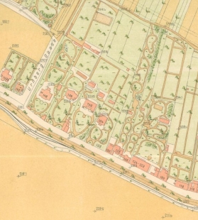 Vila Augusta Löw-Beera - Výřez z katastrálního plánu Brna z roku 1906 se zachycením objektu Hlinky 134. Zdroj Archiv města Brna.