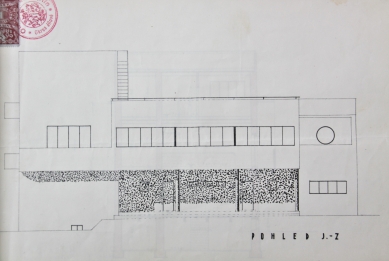 Antonín Fric mladší – cesta z Nuslí k Le Corbusierovi a do Seattle - Jihozápadní fasáda na plánu vily v Kamenici – Ládví - foto: SOA Praha-venkov