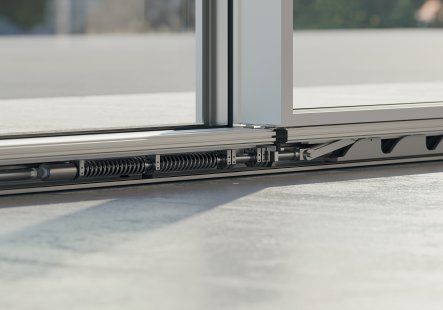 Minimalism par excellence: Frameless and also barrier-free sliding system Schüco AS PD 75.HI - Schüco AS PD 75.HI (Performance Line) with new lifting-sliding construction technology.