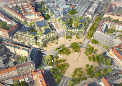 Dostavba 4. kvadrantu Vítězného náměstí - návrhy pěti finalistů - Zelený Kvadrant - foto: Tým  11: MVRDV (NL)