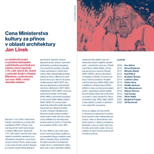 Cenu ministerstva kultury za přínos v oblasti architektury obdržel Jan Línek
