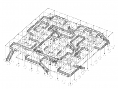 The winner of the Mies van der Rohe Award for 2024 is the Study Pavilion in Braunschweig. The award for emerging architects went to the library in Barcelona. - Axonometry