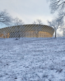 The track cycling and athletics hall in Brno will take the form of a wooden pavilion