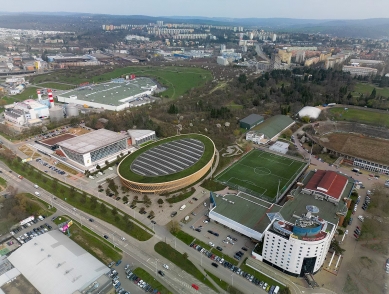 The track cycling and athletics hall in Brno will take the form of a wooden pavilion