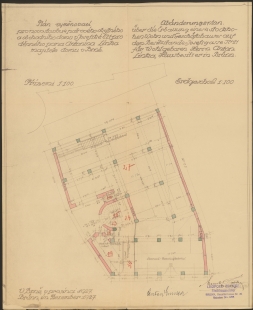 Příběh vily Wittal - Stavební plán k objektu Josefská 21 z roku 1927. V obchodních prostorách v přízemí se nacházela od roku 1929 firma Brüder Wittal. Archiv města Brna, fond U9 Josefská 21