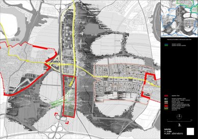 Výsledky urbanistické soutěže Plzeň - Jižní město - Návrh č. 3 - Výkres č. 3 Návrh - foto: © Masák a partner