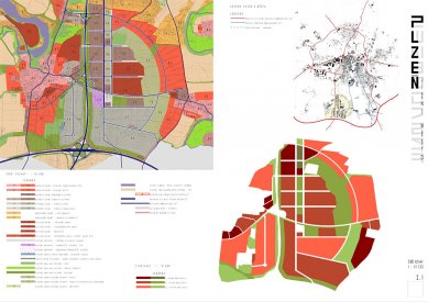 Výsledky urbanistické soutěže Plzeň - Jižní město - Návrh č. 4 - Výkres č. 1 Širší vztahy - foto: © Architektonická kancelář Burian-Křivinka