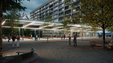 Dělníci dobudovali čtvrté patro transplantačního centra v areálu FN Brno - foto: DOMY s r.o. architektonický a projektový atelier