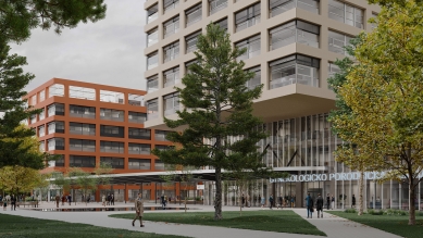 Dělníci dobudovali čtvrté patro transplantačního centra v areálu FN Brno - foto: DOMY s r.o. architektonický a projektový atelier