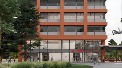 Dělníci dobudovali čtvrté patro transplantačního centra v areálu FN Brno - foto: DOMY s r.o. architektonický a projektový atelier