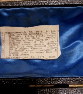 Pocta Ernstu Wiesnerovi - Novinový článek o úmrtí Ernsta Wiesnera, 1971