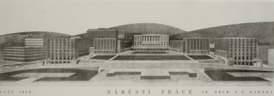The Regional Gallery in Zlín will present unrealized projects by prominent architects for interwar Zlín - František L. Gahura, design proposal for Práce Square, Zlín, 1942, KGVUZ