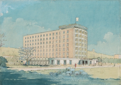 The Regional Gallery in Zlín will present unrealized projects by prominent architects for interwar Zlín - Josef Holeček - Design of Baťa Hotel Zlín, 1944, KGVUZ