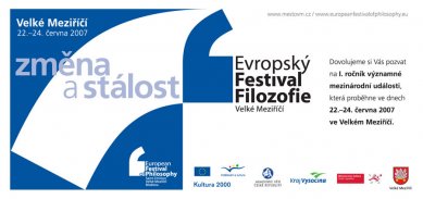 Evropský festival filozofie ve Velkém Meziříčí - změna a stálost