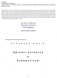 Otevřený dopis: Národní knihovna a Klementinum - foto: Doc. PhDr. Jiří T.Kotalík, CSc.