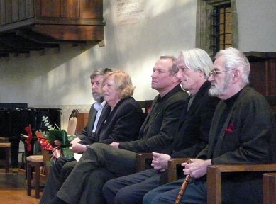 Pocta ČKA 2007: Alena Šrámková - Zprava: Pavel Halík, Ladislav Lábus, Josef Pleskot, Alena Šrámková, Jan Vrana - foto: Kateřina Lopatová