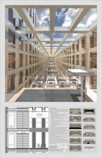 Začátek stavby knihovny na Humboldtově universitě v Berlíně - Panel vítězného soutěžního návrhu - foto: © Max Dudler, Berlin