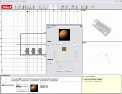 VELUX Daylight Visualizer - <B>Screenshoty</B> - ukázka materiálového editoru - foto: VELUX