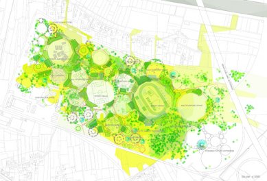 European Holcim Silver Award pro krajinářský návrh ve Slovinsku - ecosistema urbano: Dočasný krajinný návrh na místě původní skládky<br>Plan of proposal.