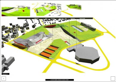 Plavecký a hokejový stadion v Opavě - výsledky soutěže - 3. cena - soutěžní návrh č. 28<br>Autoři: Pavel Šťastný, Chomutov; Tomáš Rudolf, Jablonec nad Nisou; Pavlína Harazímová; Ing.arch. Jiří Špikla