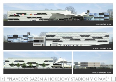 Plavecký a hokejový stadion v Opavě - výsledky soutěže - odměna - soutěžní návrh č. 2<br>Autor: ATIP a.s., Trutnov<br>Spolupráce: Ing.arch. Martin Vokatý, Trutnov; Ing. Vladimír Vokatý; Ing.arch. Vojtěch Kopal; MgA. Michal Kopecký; MgA. Pavel Ševců