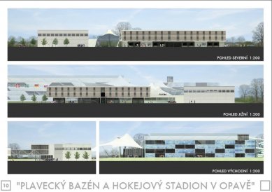 Plavecký a hokejový stadion v Opavě - výsledky soutěže - odměna - soutěžní návrh č. 2<br>Autor: ATIP a.s., Trutnov<br>Spolupráce: Ing.arch. Martin Vokatý, Trutnov; Ing. Vladimír Vokatý; Ing.arch. Vojtěch Kopal; MgA. Michal Kopecký; MgA. Pavel Ševců