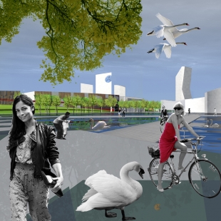 Výsledky soutěže The Sustainable City of the Future - 1. místo - Excentral Park – Edge Dynamics - 70°N Arkitektur, Dahl & Uhre Arkitekter (Norsko)