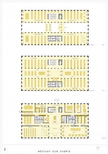 Městský dům Dobříš - 3. místo - Půdorysy - foto: htsA/herman tomášek seidl architekti - Ing. arch. Aleš Tomášek, Robert Seidl, Ing. arch. Ivo Herman