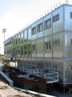 Modular construction and FERMACELL fiber cement boards - BRITA Arena