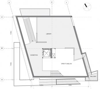 V norském Hamarøy bude otevřeno Centrum Knuta Hamsuna od Stevena Holla - Půdorys 3NP - foto: Courtesy Steven Holl Architects