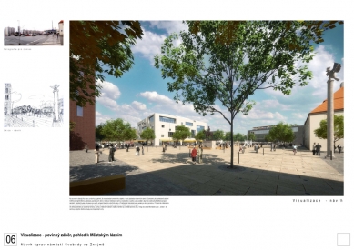 Results of the Competition for the Renovation of Freedom Square in Znojmo - 3rd place: M1 architects s.r.o. (Ing. arch. Jakub Havlas, Ing. arch. Jan Hájek, Mgr. akad. arch. Pavel Joba, collaboration: Ing. arch. Norbert Walter, Ing. Pavel Brázda, Ing. arch. Helena Kalinová)