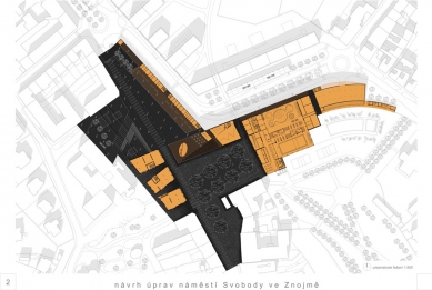 Results of the Competition for the Renovation of Freedom Square in Znojmo - 2nd place: Ing. arch. Zdeněk Zavřel, Ing. arch. Hana Seho, and Ing. Josef Mádr