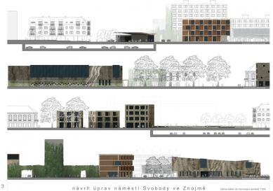 Results of the Competition for the Renovation of Freedom Square in Znojmo - 2nd place: Ing. arch. Zdeněk Zavřel, Ing. arch. Hana Seho, and Ing. Josef Mádr