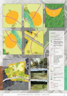 Výsledky soutěže Archeopark Mikulčice – Kopčany – Česká část - 1. cena – Ing. Markéta Veličková, Ing. arch. Jan Cyrany, Ing. Petr Velička, Ing. arch. David Prudík, MgA. Jitka Calabová