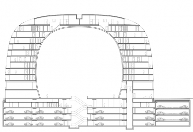 Začátek stavby tržnice v Rotterdamu od MVRDV - Příčný řez - foto: MVRDV
