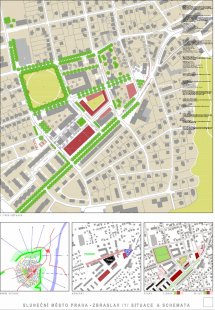 Výsledky soutěže Sluneční město v Praze-Zbraslavi - 1. cena - TŘI ARCHITEKTI, MgA. Ing. arch. Michal Fišer, Ing. Štěpán Špoula, Ing. arch. Tomáš Bílek