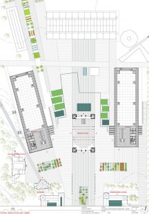 Vojtěch Hybler - bakalářský projekt dostavby Průmyslového paláce v Praze - Situace centrálního prostoru - 0.000 - foto: Vojtěch Hybler, 2009