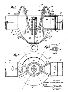 Mirko Baum: Forma sleduje vědu - Fullerův styčník. Ilustrace k americkému patentovému spisu z. r. 1954 - foto: U. S. Patent Office - archiv autora
