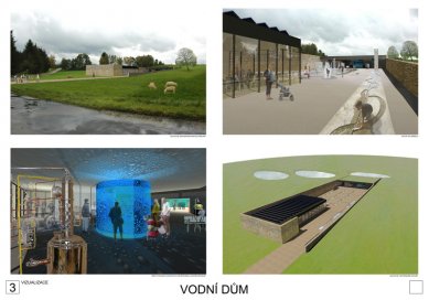 "Vodní dům" - 3. cena - Soutěžní panel č. 3 - foto: Ing. arch. Vratislav Danda, Ing. arch. Pavel Ullmann, Ing. arch. Radovan Kupka, Ing. arch. Ondřej Smolík, Ing. arch. Jaromír Kosnar