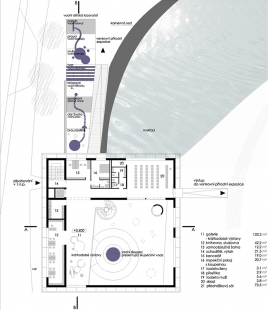 "Vodní dům" - 2. odměna - Půdorys 2NP - foto:  Ing. arch. Jana Medlíková, Ing. arch. Ing. Jiří Janďourek, Mgr. Jarmila Hušková