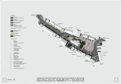 Výsledky soutěže na revitalizaci a humanizaci náměstí v Divišově - 2. cena: Martin Heckel, Ing. arch. BcA. Eva Vopátková, Ing. arch. Jiří Soukup