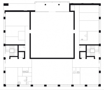 Diakonie v Düsseldorfu od baumschlager eberle architekten - Půdorys přízemí kostela - foto: Baumschlager Eberle, Lochau