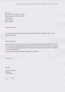 Otevřený dopis rektorovi ČVUT v záležitosti řešení rozvoje areálu v Praze - žádost o odpověď