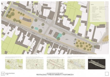 Revitalizace Tyršova náměstí v Hostomicích - 2.cena: Martin Heckel, Ing. arch. BcA. Eva Vopátková, spoluautor: Ing. arch. Jiří Soukup