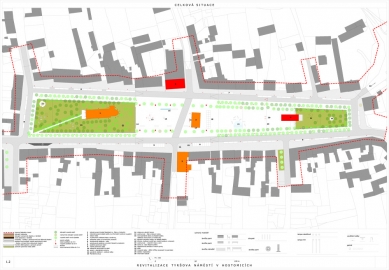 Revitalizace Tyršova náměstí v Hostomicích - 3. cena: Ing. arch. Jiří Žid, Ing. arch. Ing. Jiří Janďourek, Bc. Jana Hlavová, Ing. arch. Jana Medlíková