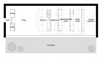 Dům v Hirošimě od Shinichi Ogawa - Půdorys přízemí - foto: Shinichi Ogawa & Associates
