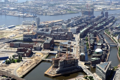 Hamburk v Praze - Hafen CIty, letecký snímek - foto: archiv Hafen City GmbH